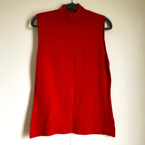 Parkhurst Tops - Parkhurst Maple Red Cotton Rayon Mock Neck Sleeveless Sweater Made In Canada M